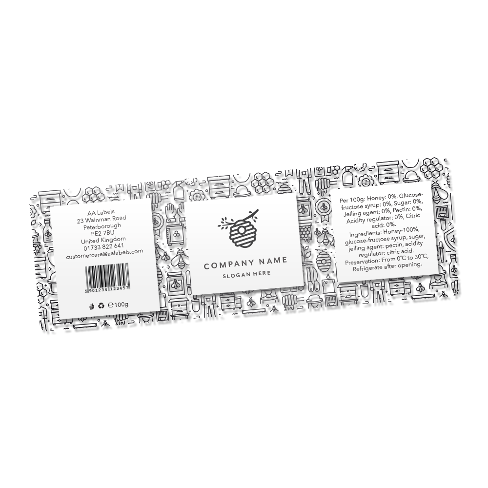 Zeige Details für black and white bee label 